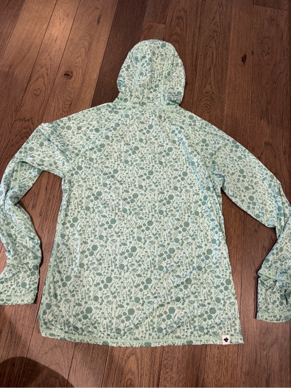 Rabbit Sunrunner UPF Women's Light Green Floral Performance Hoodie - Picture 2 of 4